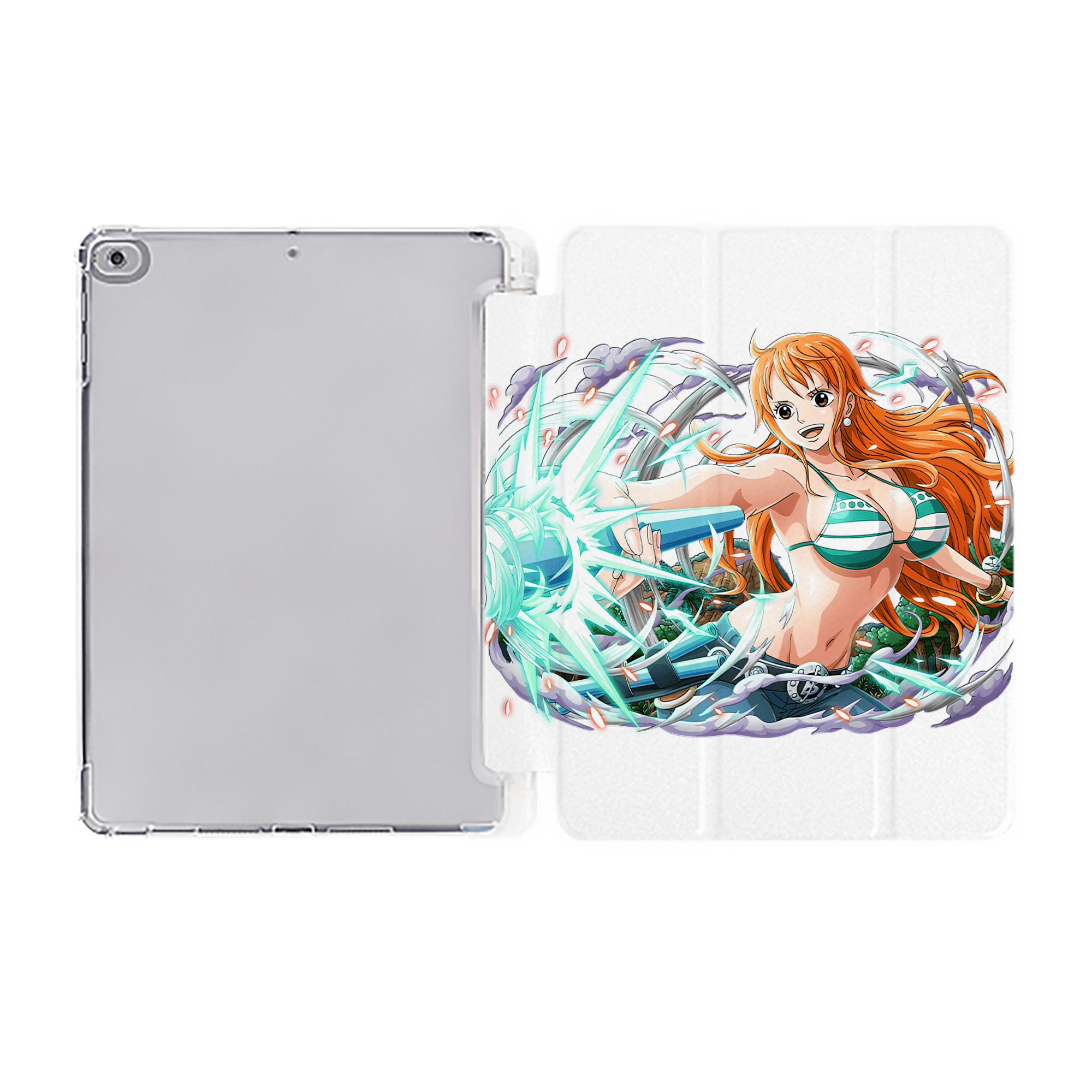 （画像用） ワンピース ナミ ONE PIECE Nami IPad ケース ペン収納付き 三つ折りスタンド PUレザー×シリコン 対応機種9.5/10.5/10.9インチ